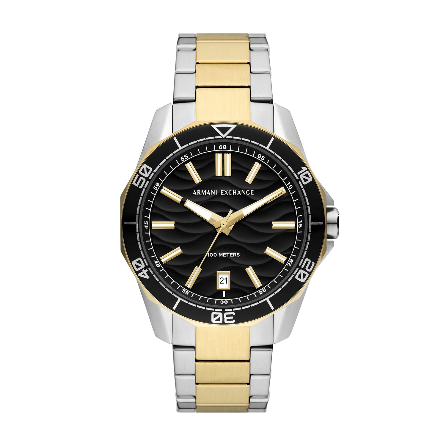 Armani Exchange Spencer AX1956 two-tone men's watch with black dial and date window