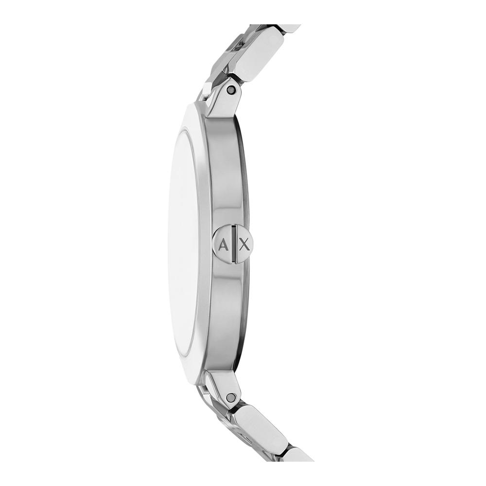 Armani Exchange AX5170 Jackie watch side profile showing case thickness and bracelet