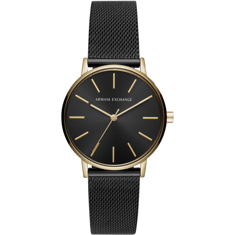 Armani Exchange AX5548 three-hand women's watch with black dial and gold-tone case
