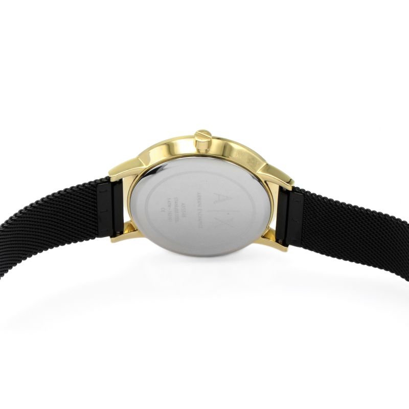 Armani Exchange AX5548 stainless steel caseback with engraved branding
