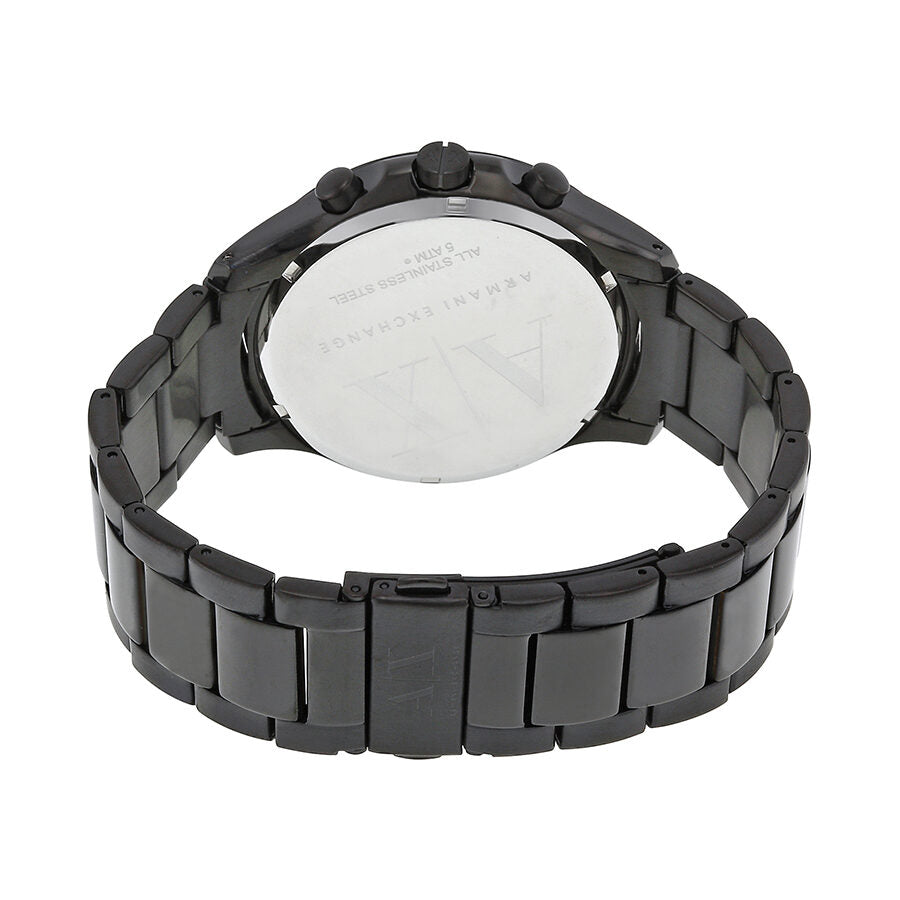 AX2164 case back showing all-black stainless steel bracelet construction