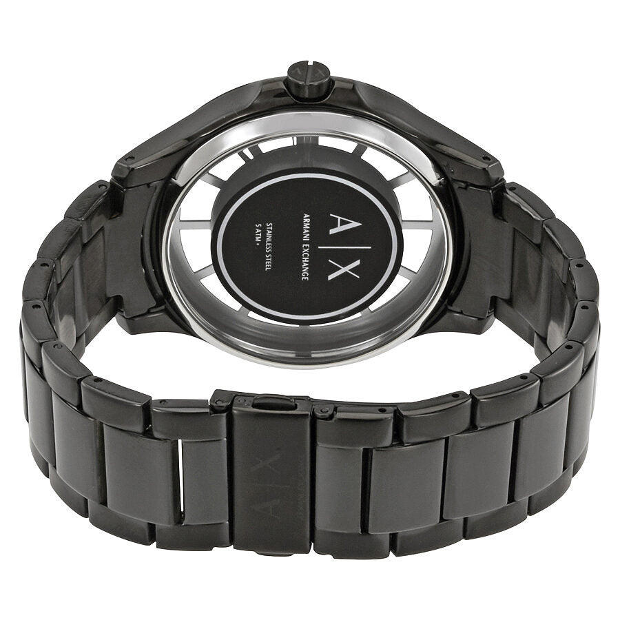 Armani Exchange Hampton AX2189 watch caseback view showing gunmetal bracelet and band detail