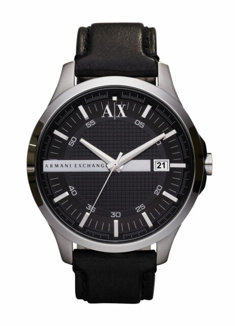 Armani Exchange Whitman Black Dial Black Leather Men’s Watch AX2101 - Watch