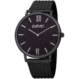 August Steiner Black Sandstone Dial Black Leather Men's Watch AS8218BK - The Watches Men & Co