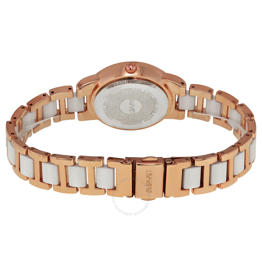 August Steiner Crystal Glitz Rose Gold-Tone and White Ceramic Ladies Watch AS8052RG - The Watches Men & Co #3