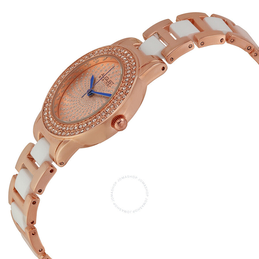August Steiner Crystal Glitz Rose Gold-Tone and White Ceramic Ladies Watch AS8052RG - The Watches Men & Co #2