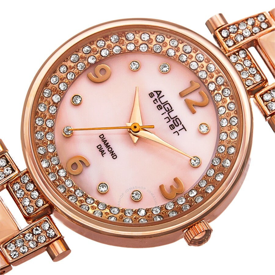 August Steiner Diamond Pink Mother of Pearl Dial Ladies Watch AS8137RG - The Watches Men & Co #2