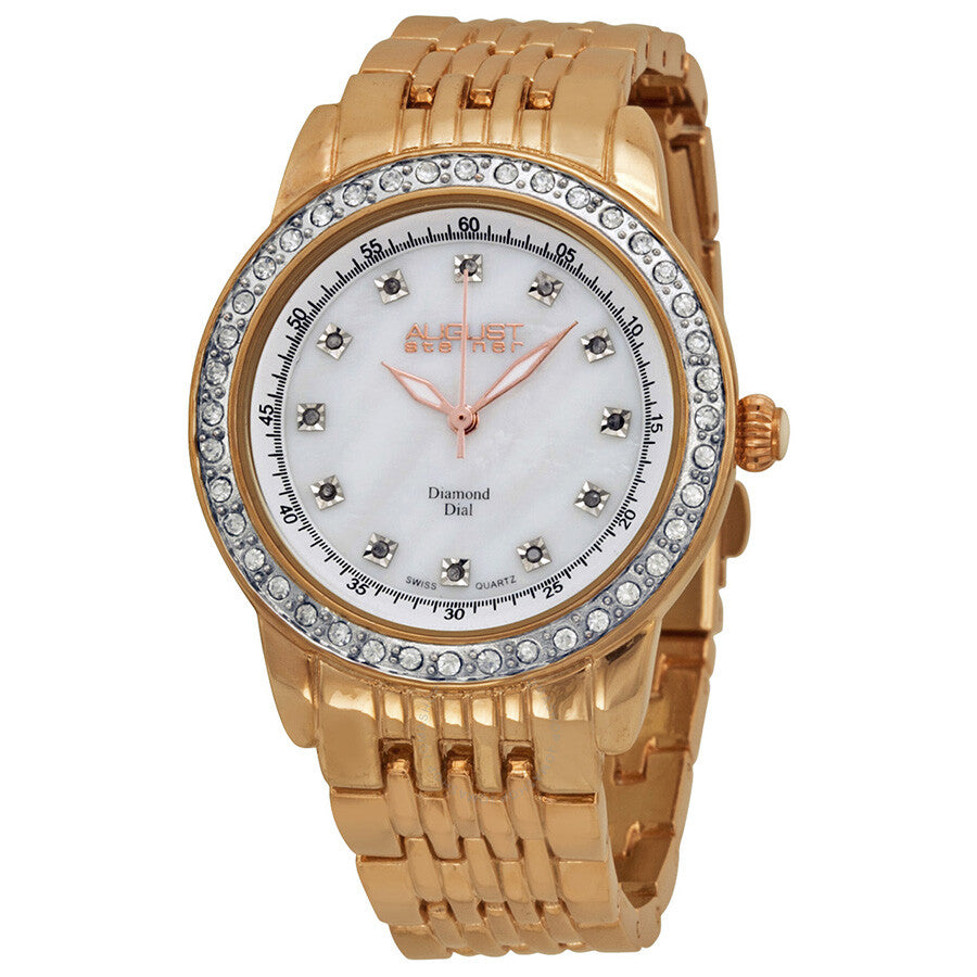 August Steiner Mother of Pearl Dial Rose Gold-tone Ladies Watch AS8045RG - The Watches Men & Co