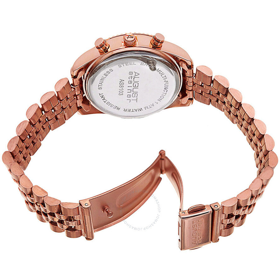 August Steiner Multi-Function Rose Dial Rose Gold-tone Ladies Watch AS8103RG - The Watches Men & Co #4