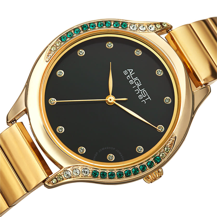 August Steiner Quartz Black Dial Ladies Watch AS8279GN - The Watches Men & Co #2