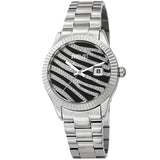 August Steiner Quartz Black & Silver Zebra Pattern Dial Ladies Watch AS8276SS - The Watches Men & Co