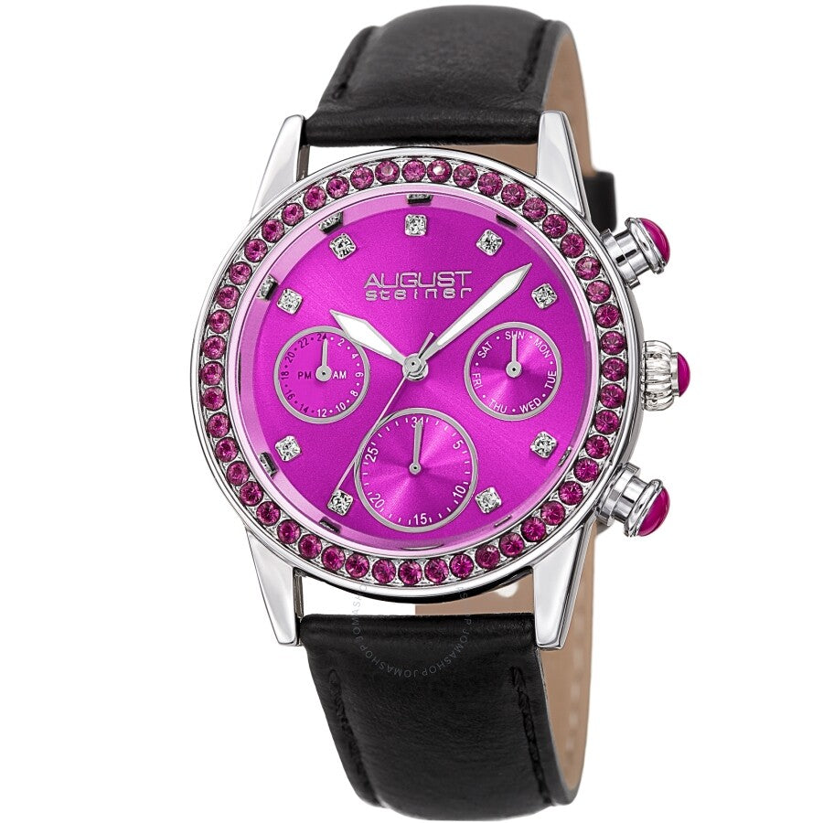 August Steiner Quartz Crystal Purple Dial Ladies Watch AS8236PK - The Watches Men & Co