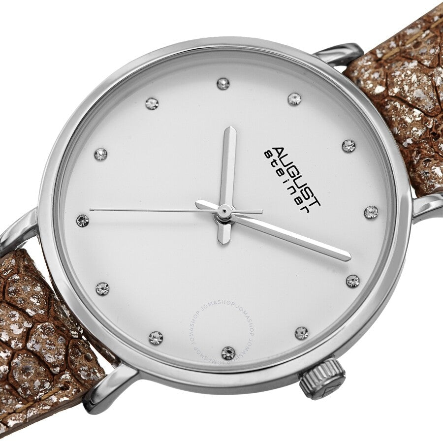 August Steiner Quartz Crystal White Dial Ladies Watch AS8258SS - The Watches Men & Co #2