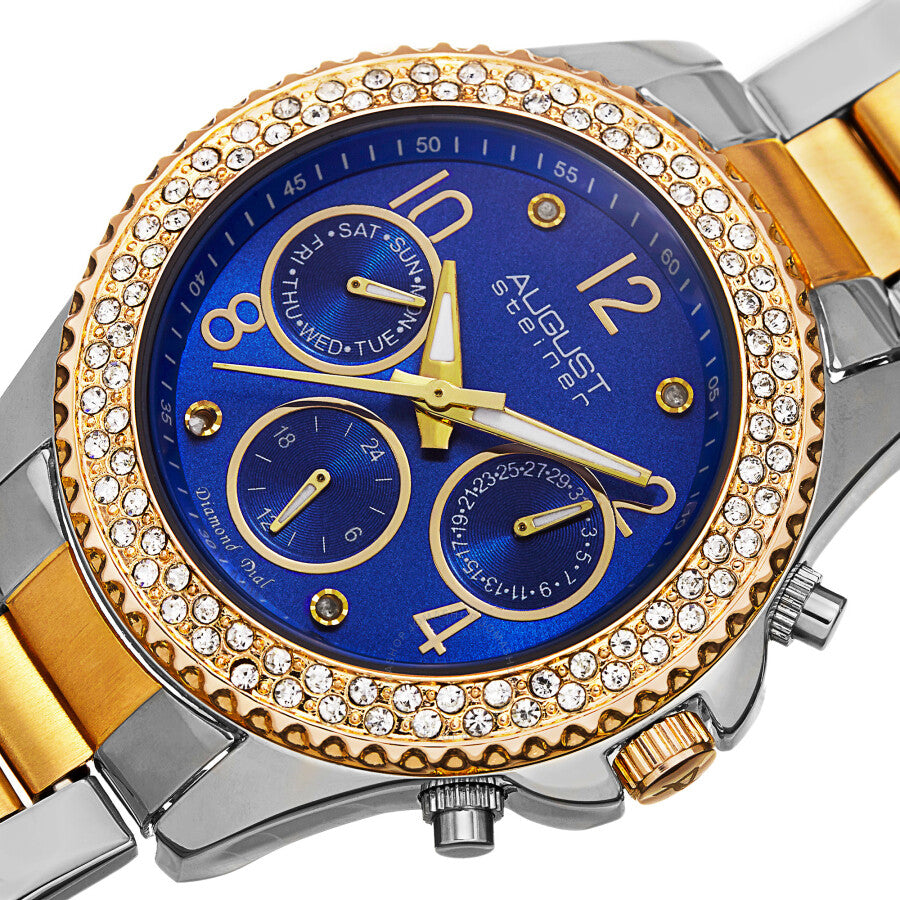 August Steiner Quartz Diamond Crystal Blue Dial Ladies Watch AS8136TTBU - The Watches Men & Co #2