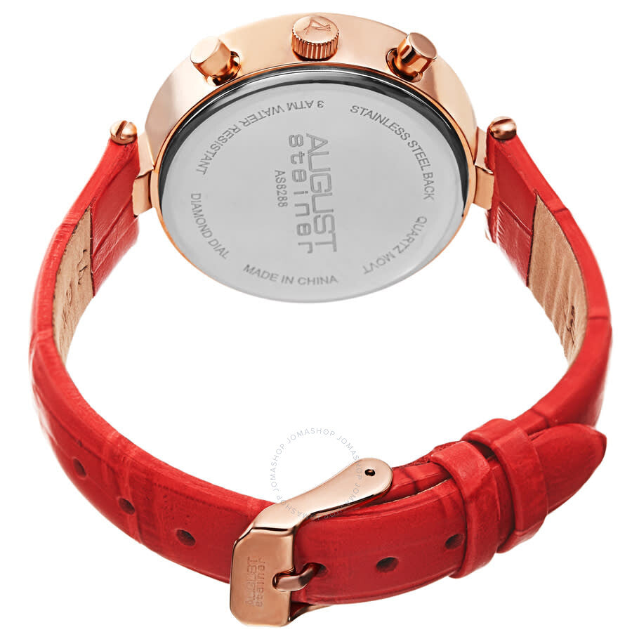 August Steiner Quartz Diamond Red Dial Ladies Watch AS8288RD - The Watches Men & Co #4