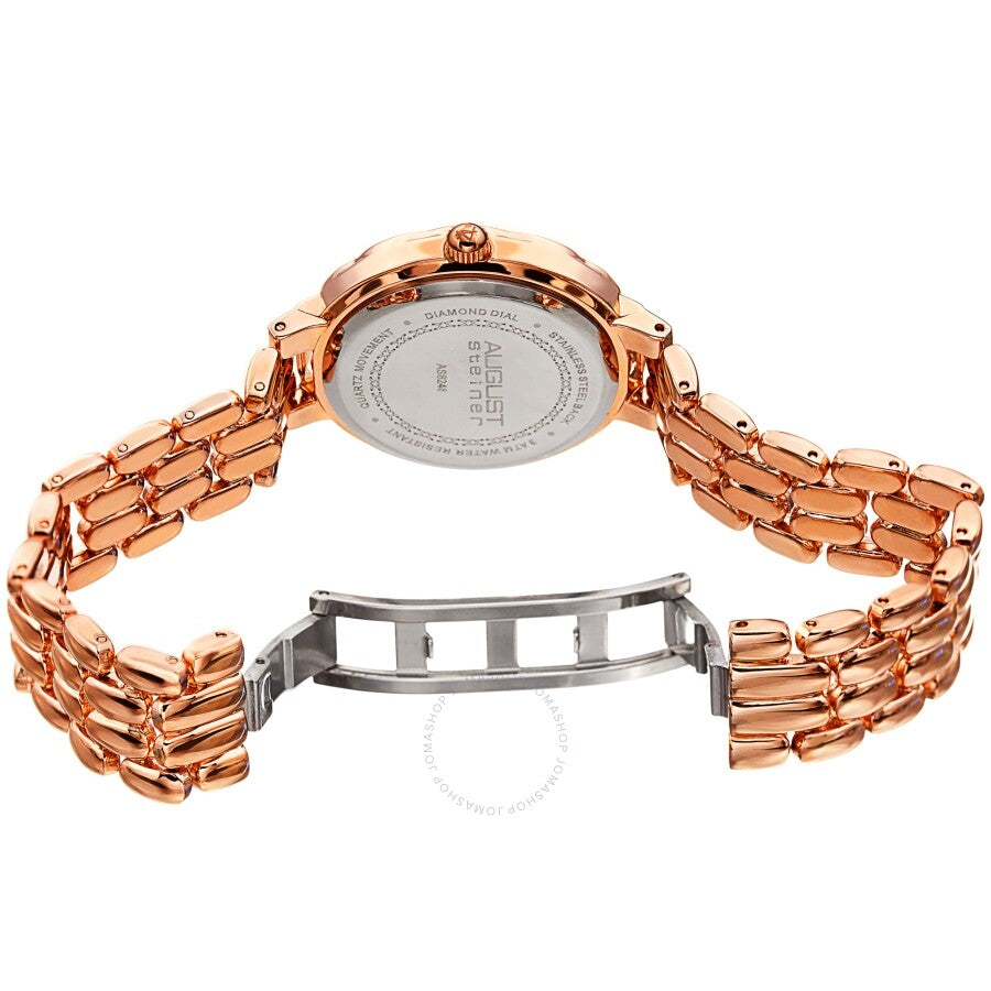 August Steiner Quartz Diamond White Dial Ladies Watch AS8248RG - The Watches Men & Co #4