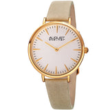 August Steiner Quartz White Dial Beige Leather Ladies Watch AS8187WTG - The Watches Men & Co