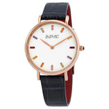 August Steiner Quartz White Dial Blue Leather Ladies Watch AS8287BU - The Watches Men & Co