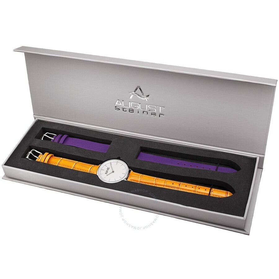 August Steiner Quartz White Dial Ladies Watch AS8206SS-BX - The Watches Men & Co