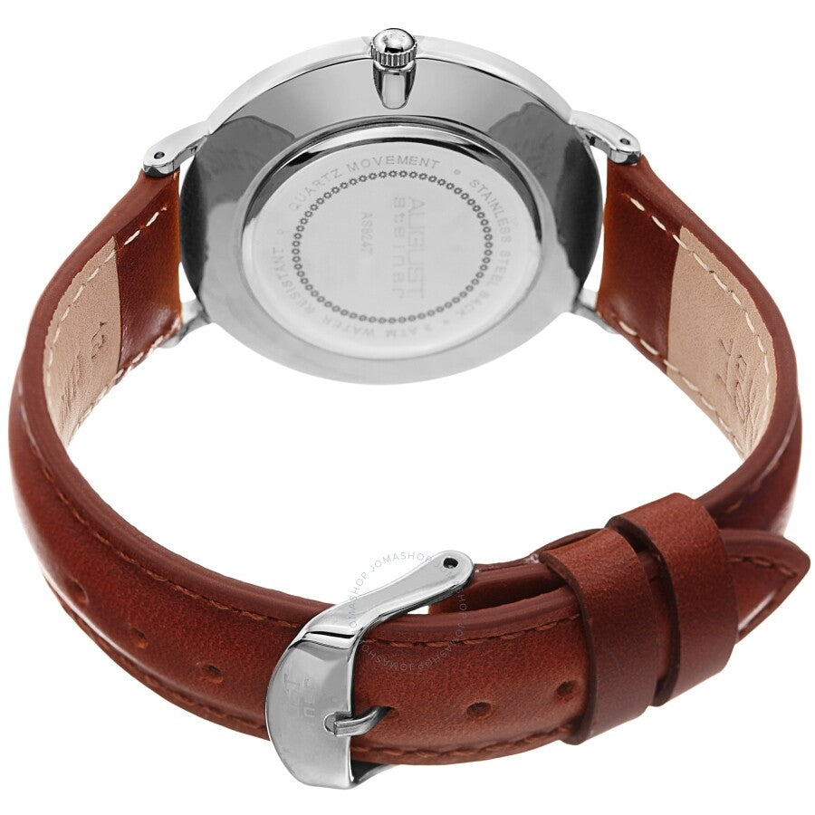 August Steiner Quartz White Dial Ladies Watch AS8247SSBR - The Watches Men & Co #4