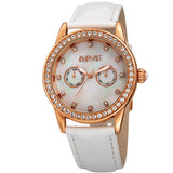 August Steiner Quartz White Dial White Leather Ladies Watch AS8234WT - The Watches Men & Co