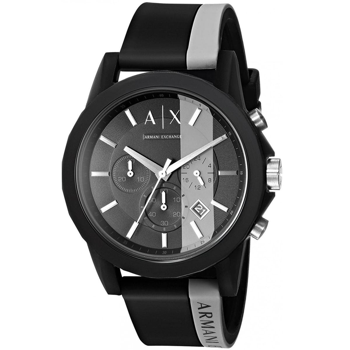 AX1331 Outer Banks watch angled view showing black and grey rubber strap and dial