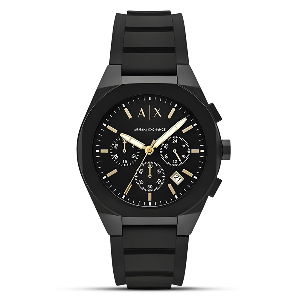 Armani Exchange Rafael AX7165 all-black chronograph men's watch with black dial and stainless steel case