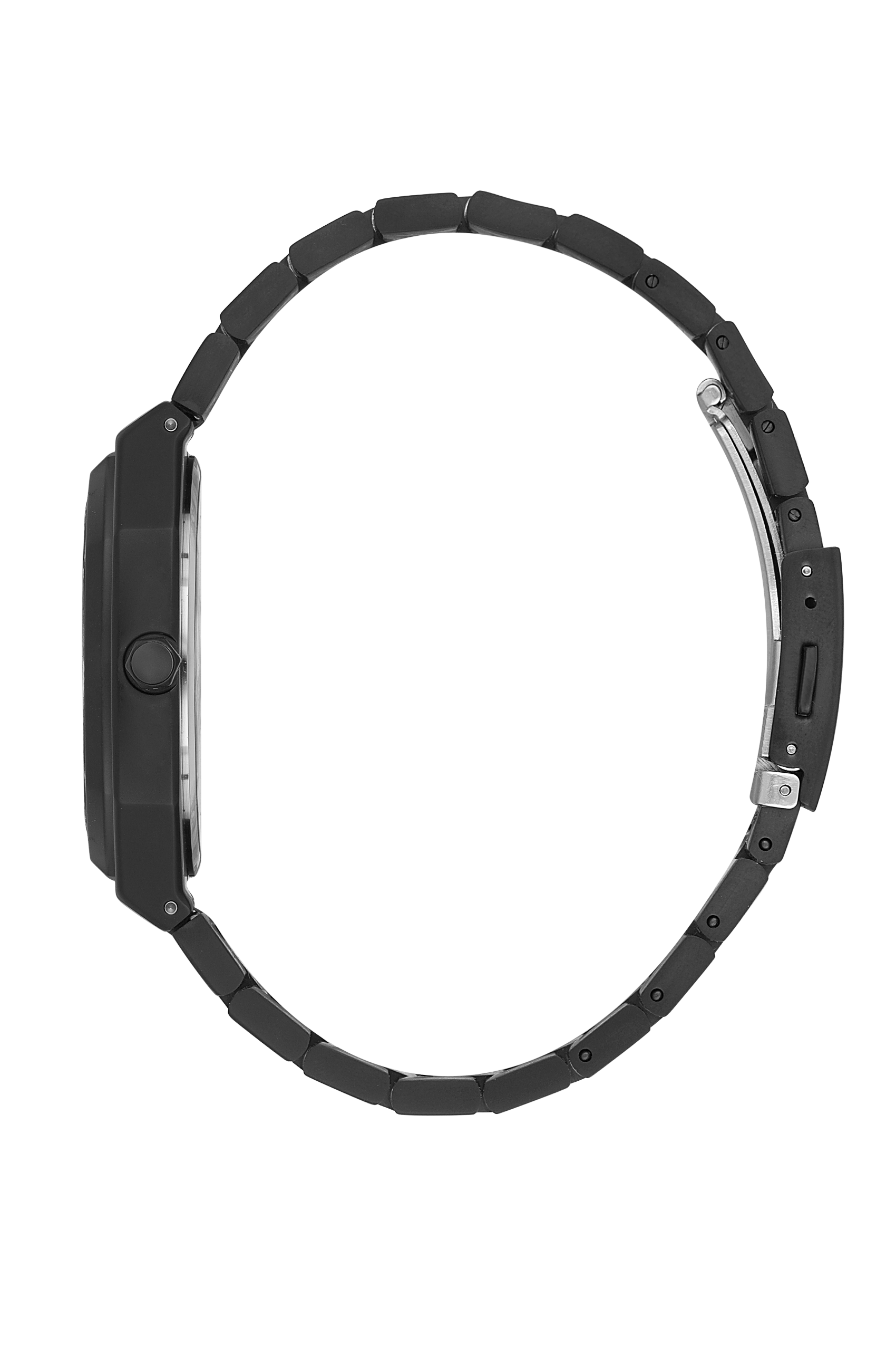 Side profile of Beverly Hills Polo Club BP3547X black stainless steel bracelet watch