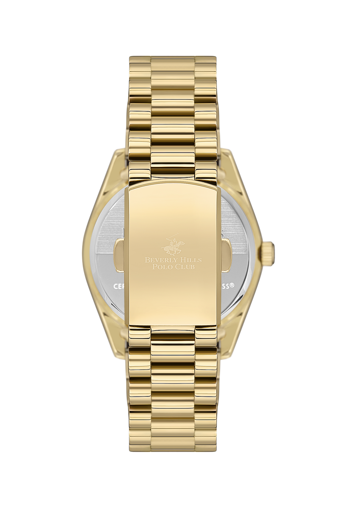 Caseback of Beverly Hills Polo Club BP3592C watch with engraved logo