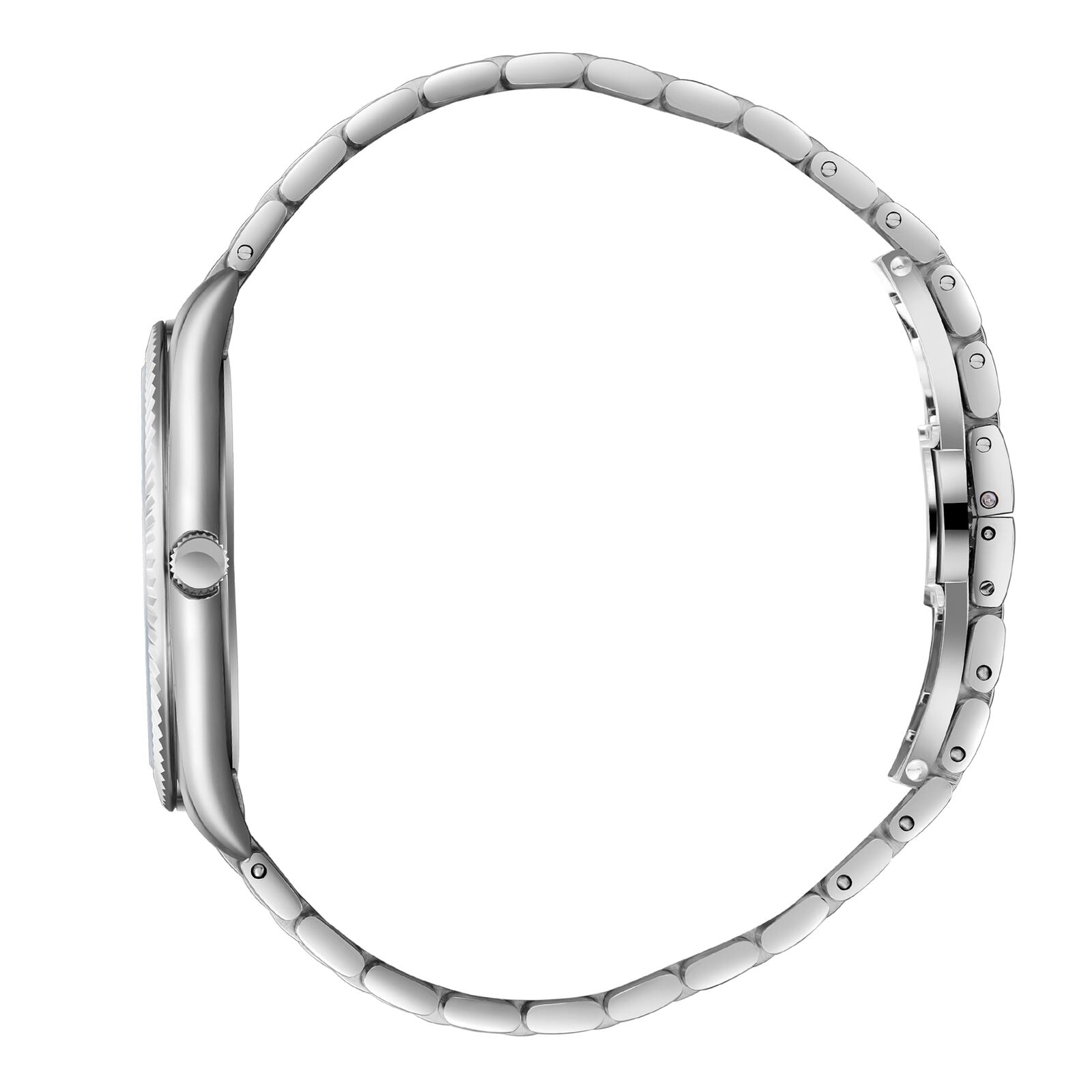 Silver bracelet strap detail of Beverly Hills Polo Club Slim Tech 5 watch