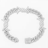 Big Daddy 10MM Spiked Horns Iced Out Silver Bracelet - Bracelet