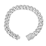 Big Daddy 12MM Baguette Iced Out Rhombus Cuban Silver Bracelet - Bracelet