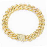 Big Daddy 12MM Baguette Miami Cuban Link Gold Bracelet - Bracelet