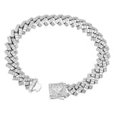 Big Daddy 12MM Cuban Baguette Diamond Silver Bracelet - Bracelet