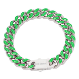 Big Daddy 13MM Enamel Green Steel Cuban Bracelet - Bracelet