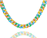 Big Daddy 13MM Mutli-colour Enamel Steel Cuban Chain - Chain