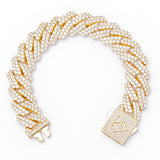 Big Daddy 19MM Straight Edge Cuban Diamond Gold Bracelet - Bracelet