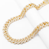 Big Daddy 19MM Straight Edge Cuban Diamond Gold Chain - Chain