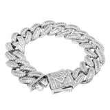 Big Daddy 20MM Baguette Iced Out Cuban Link Silver Bracelet - Bracelet