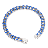 Big Daddy 9MM Enamel Blue Steel Cuban Bracelet - Bracelet