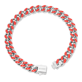 Big Daddy 9MM Enamel Red Steel Cuban Bracelet - Bracelet