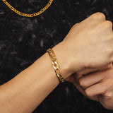 Big Daddy 9mm Steel Figaro Gold Bracelet - Bracelet