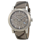 Burberry Brown Impressed Check Dial Check Fabric Strap Men's Watch BU9361 - The Watches Men & CO