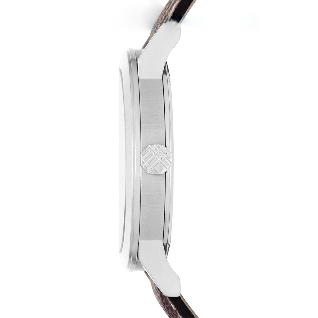 Side profile of Burberry BU9029 watch showing case thickness and crown detail