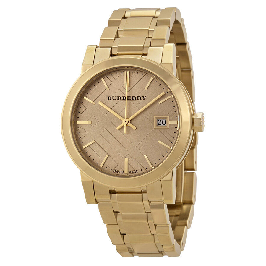 Burberry BU9134 ladies watch with light champagne dial and gold-tone stainless steel bracelet