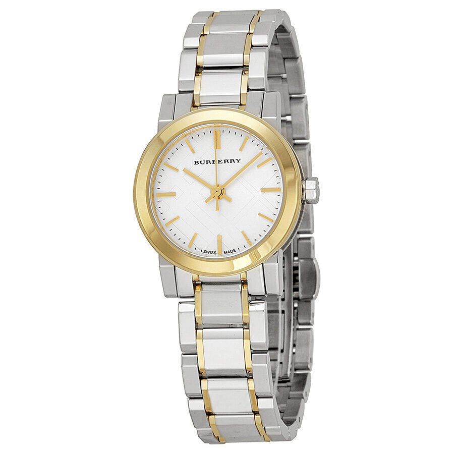 Burberry BU9217 silver dial two-tone stainless steel ladies watch front view