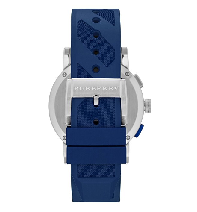 Burberry City Sport watch caseback showing BU9808 model, water resistance rating, and sapphire crystal