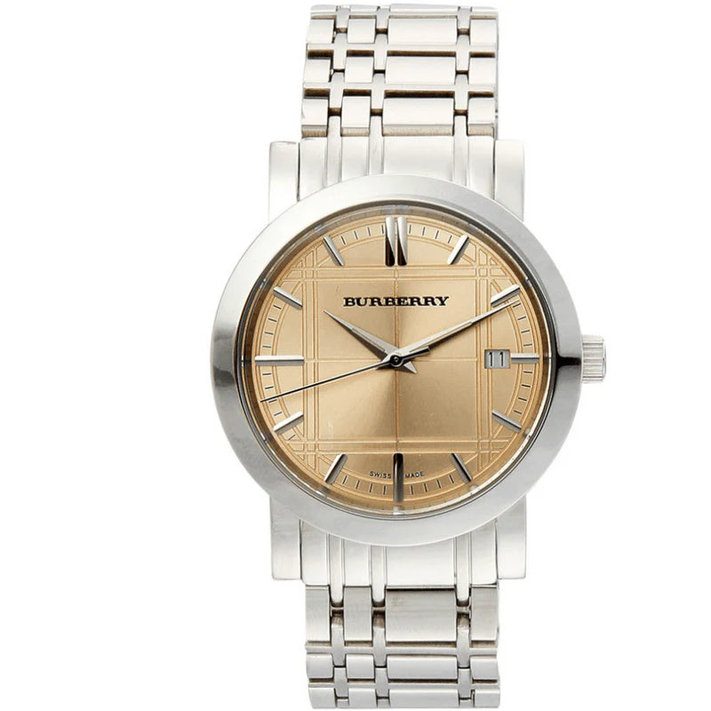 Burberry Heritage BU1352 watch three-quarter angle view showing case and strap