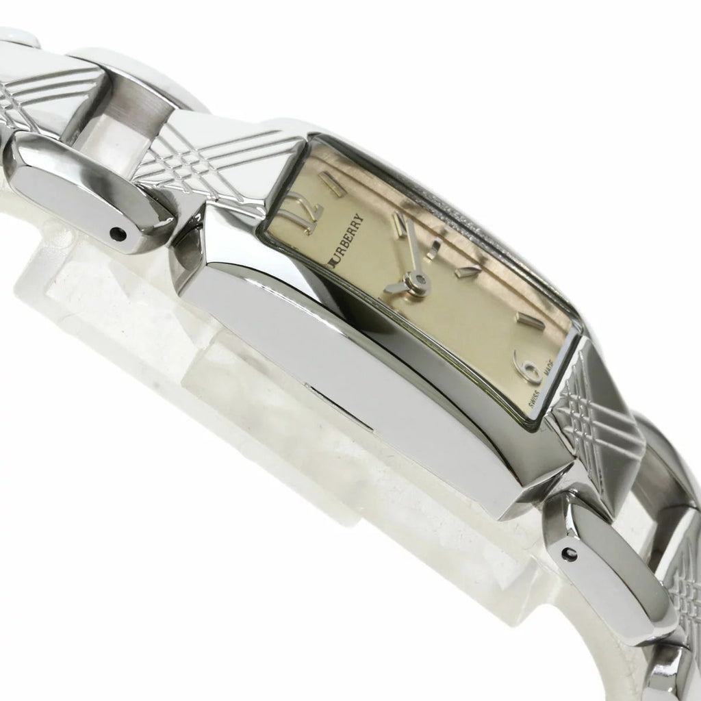Side profile of Burberry Signature watch with steel case and strap