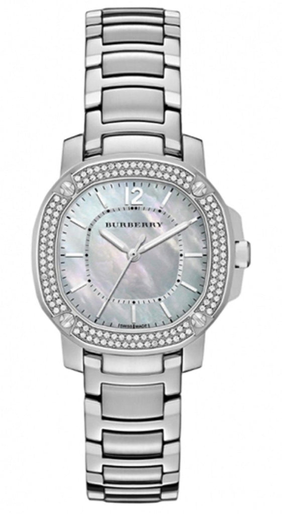 Burberry The Britain women's watch with diamond-set silver bezel and mother of pearl dial